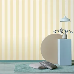 Papier peint vinyle intissé Cuisines & Bains Lutece mat et satiné rayures beige l.1005 x l.53 cm