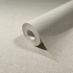 Papier peint vinyle intissé uni texturé beige L.1005 x l.53cm