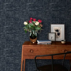 Papier peint Vinyle intissé GoodHome Quapaw bleu l.53 x H.1000 cm