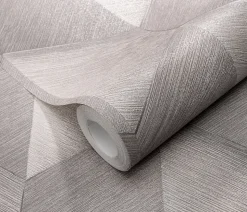 Papier peint vinyle intissé graphique 3D marron taupe L.1005 x l.53cm, Erismann Prisma