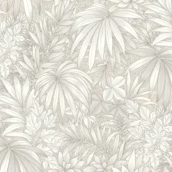 Papier peint vinyle intissé Allure Lutece mat et satiné feuilles beige, gris clar, écru l.1005 x l.53 cm