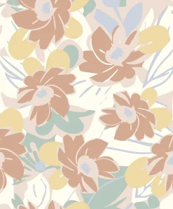 Papier peint vinyle intissé fleuri Tropimass orange L.1005 x l.53cm Lutèce