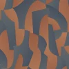 Papier peint vinyle intissé Allure Lutece mat et satiné découpe, géométrie bleu, rouge, cuivre l.1005 x l.53 cm