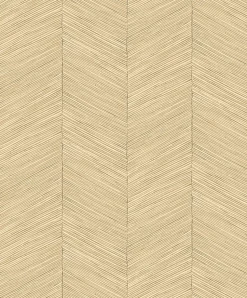 Papier peint vinyle intissé imitation chevron en textile L.1001 x l.53 cm, Galesano