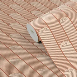Papier peint Vinyle intissé GoodHome Pawnee terracotta l.53 x H.1005 cm