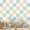 Papier peint vinyle intissé damier multicouleurs pastel L.1005 x l.53cm Ugèpa