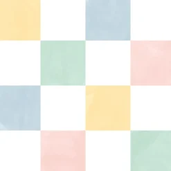 Papier peint vinyle intissé damier multicouleurs pastel L.1005 x l.53cm Ugèpa