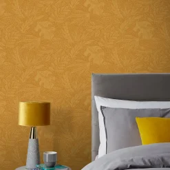 Papier peint vinyle intissé Tuklu GoodHome jaune ocre l.53 cm x 10m