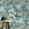 Papier peint vinyle intissé arbres bleu L.1005 x l.53cm Erismann