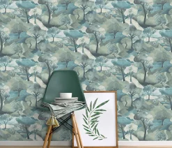 Papier peint vinyle intissé arbres bleu L.1005 x l.53cm Erismann