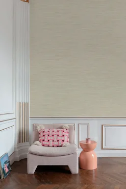 Papier peint vinyle intissé uni texturé beige L.1005 x l.53cm Grandeco, Bamboo