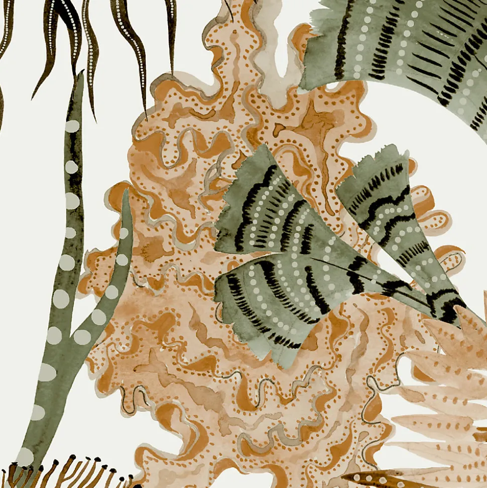 Papier peint vinyle intissé Cuisines & Bains Lutece mat et satiné fonds marins beige, gris, vert l.1005 x l.53 cm