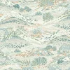 Papier peint vinyle intissé Sejours & Chambres Lutece mat et satiné colline, feuilles vert, bleu, bleu aqua l.1005 x l.53 cm