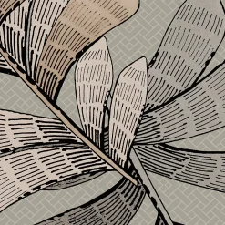 Papier peint vinyle intissé Villa Rosalie Lutece mat et satiné feuilles gris, rose l.1005 x l.53 cm