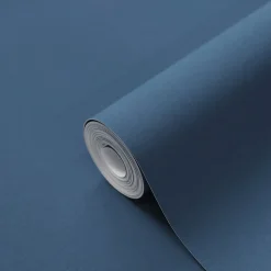 Papier peint vinyle intissé uni Arceau effet tissu bleu foncé L.1000 x l.53cm GoodHome