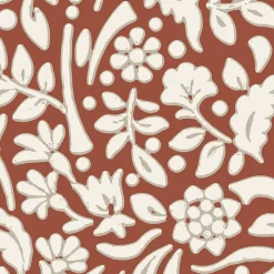Papier peint vinyle intissé Flaumig GoodHome motif floral terracotta L. 10,05m x l. 0,53m