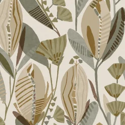 Papier peint vinyle intissé fleuri féerie bucolique vert kaki L.1005 x l.53cm Lutèce