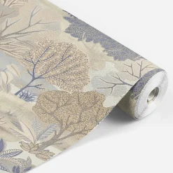 Papier peint vinyle intissé Allure Lutece mat et satiné fôret, arbre, paysage beige, marron, bleu l.1005 x l.53 cm