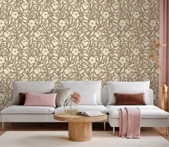 Papier peint vinyle intissé à coller fleurs rose L.10 05 x l.53cm