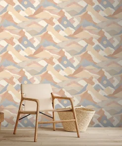 Papier peint vinyle intissé Hills GoodHome rose et bleu L.10m x l.53cm