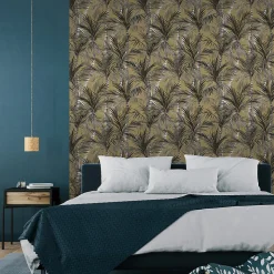 Papier peint Vinyle Intissé GoodHome Septa or et tabac