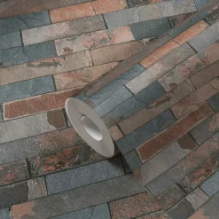 Papier peint Vinyle Intissé GoodHome Smara Ardoise et rouge