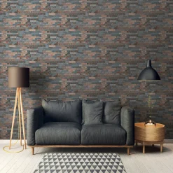 Papier peint Vinyle Intissé GoodHome Smara Ardoise et rouge