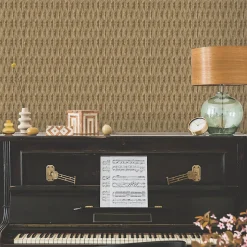 Papier peint vinyle intissé Villa Rosalie Lutece mat et satiné trompe l'œil paille beige, beige doré l.1005 x l.53 cm