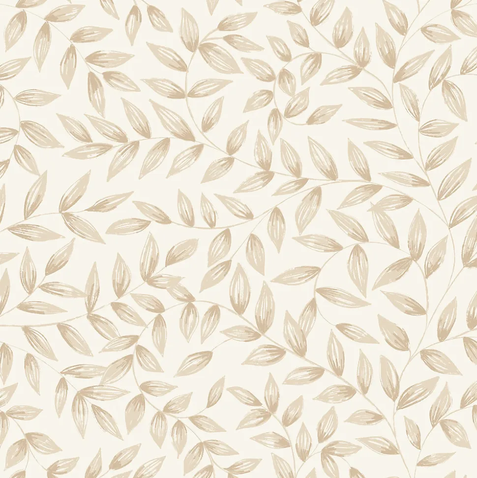 Papier peint vinyle intissé feuillage Jessy beige taupe L.1005 x l.53cm Grandeco