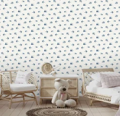 Papier peint vinyle intissé enfant petit oiseau bleu L. 1005 x l. 53cm Ugepa