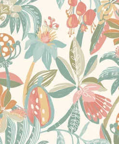 Papier peint vinyle intissé fleurs tropicales vert L. 1005 x l. 53cm Ugepa
