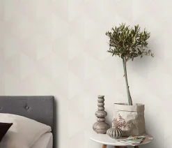 Papier peint vinyle intissé graphique 3D beige crème L.1005 x l.53cm, Erismann Prisma