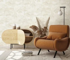 Papier peint vinyle intissé arbres beige, or L.1005 x l.53cm, Erismann Grove