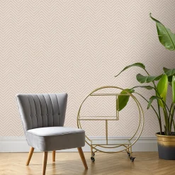 Papier peint vinyle intissé Donsig GoodHome chevrons beige l.53 cm x 10m
