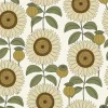 Papier peint vinyle intissé Cuisines & Bains Lutece mat et satiné tournesol, fleurs beige, orcre, blanc l.1005 x l.53 cm