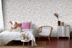 Papier peint vinyle intissé fleurs romantiques multicouleurs L. 1005 x l. 53cm Ugepa