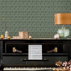 Papier peint vinyle intissé Villa Rosalie Lutece mat et satiné trompe l'œil paille vert l.1005 x l.53 cm