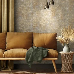 Papier peint Vinyle Intissé GoodHome Giana gris clair et ocre