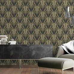 Papier peint Vinyle Intissé GoodHome Calced noir II