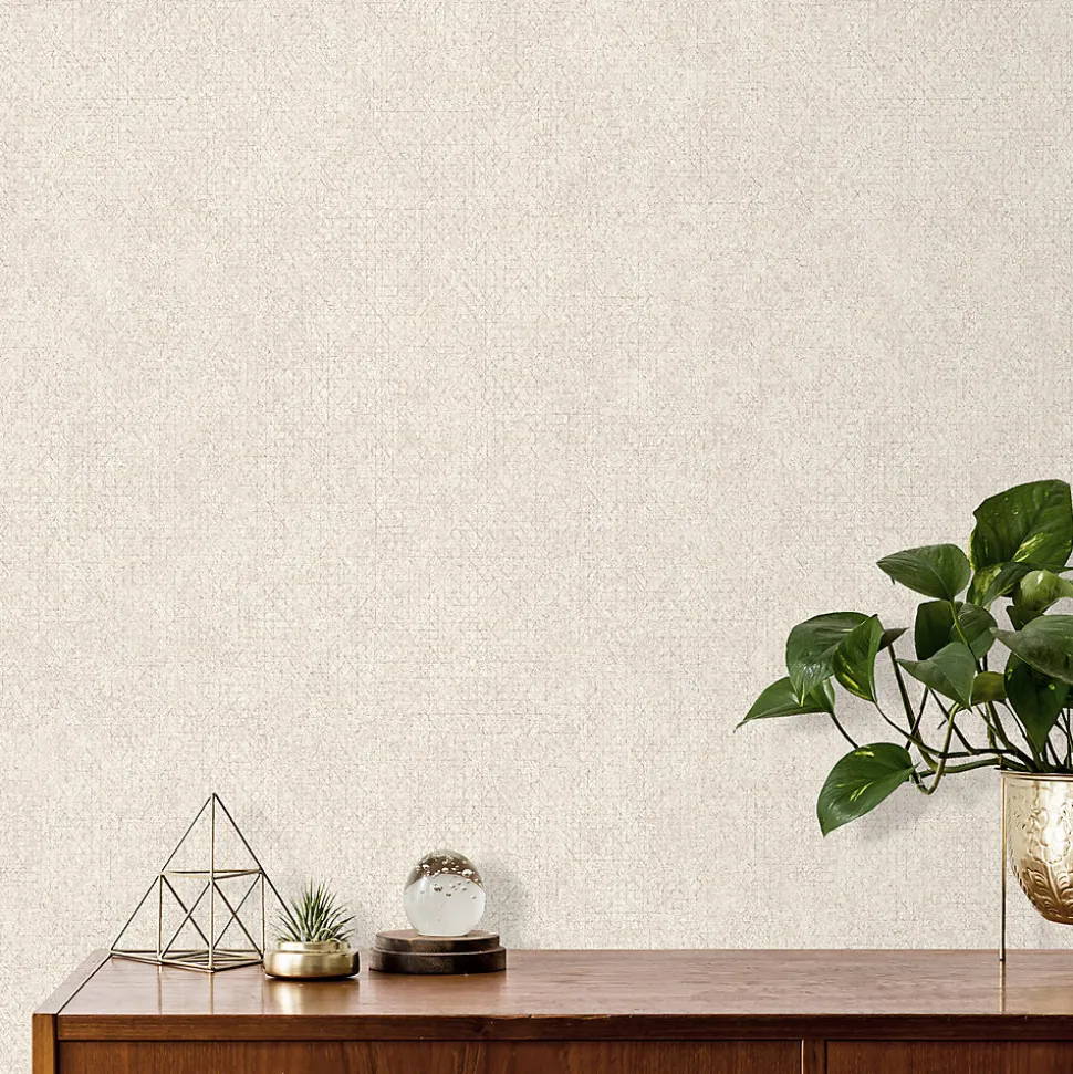 Papier peint vinyle intissé Reality Iv Lutece mat et satiné ecorce, faux uni beige clair l.1005 x l.53 cm