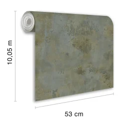 Papier peint vinyle intissé texturé effet plâtre vert, bleu satiné L.1005 x l.53cm Grandeco