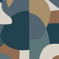 Papier peint vinyle intissé Abaca origine bleu, brun cannelle L.1005 x l.53cm Lutèce