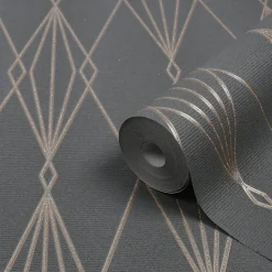 Papier peint vinyle sur intissé GoodHome Ajuga noir