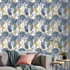 Papier peint vinyle sur intissé GoodHome Ferula bleu