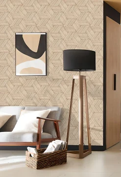 Papier peint vinyle sur intissé Carob GoodHome formes géométriques beige l.53 x H.1005 cm