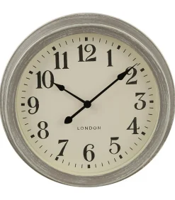 Pendule murale look Gris Brossé D 35 cm