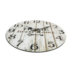 Pendules Horloge Murales Bois Blanc Shabby Décor 33,8x33,8x4