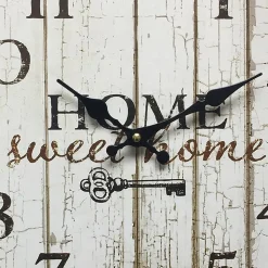Pendules Horloge Murales Bois Blanc Shabby Décor 33,8x33,8x4