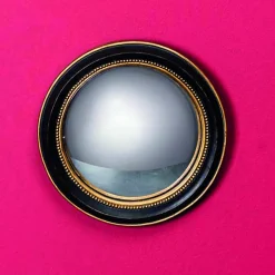 Petit miroir convexe noir doré 19cm