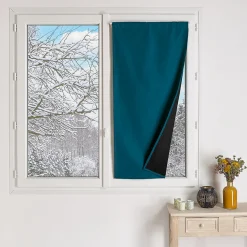Petit rideau occultant 100% doublé polaire (90x210 cm - Bleu Paon)